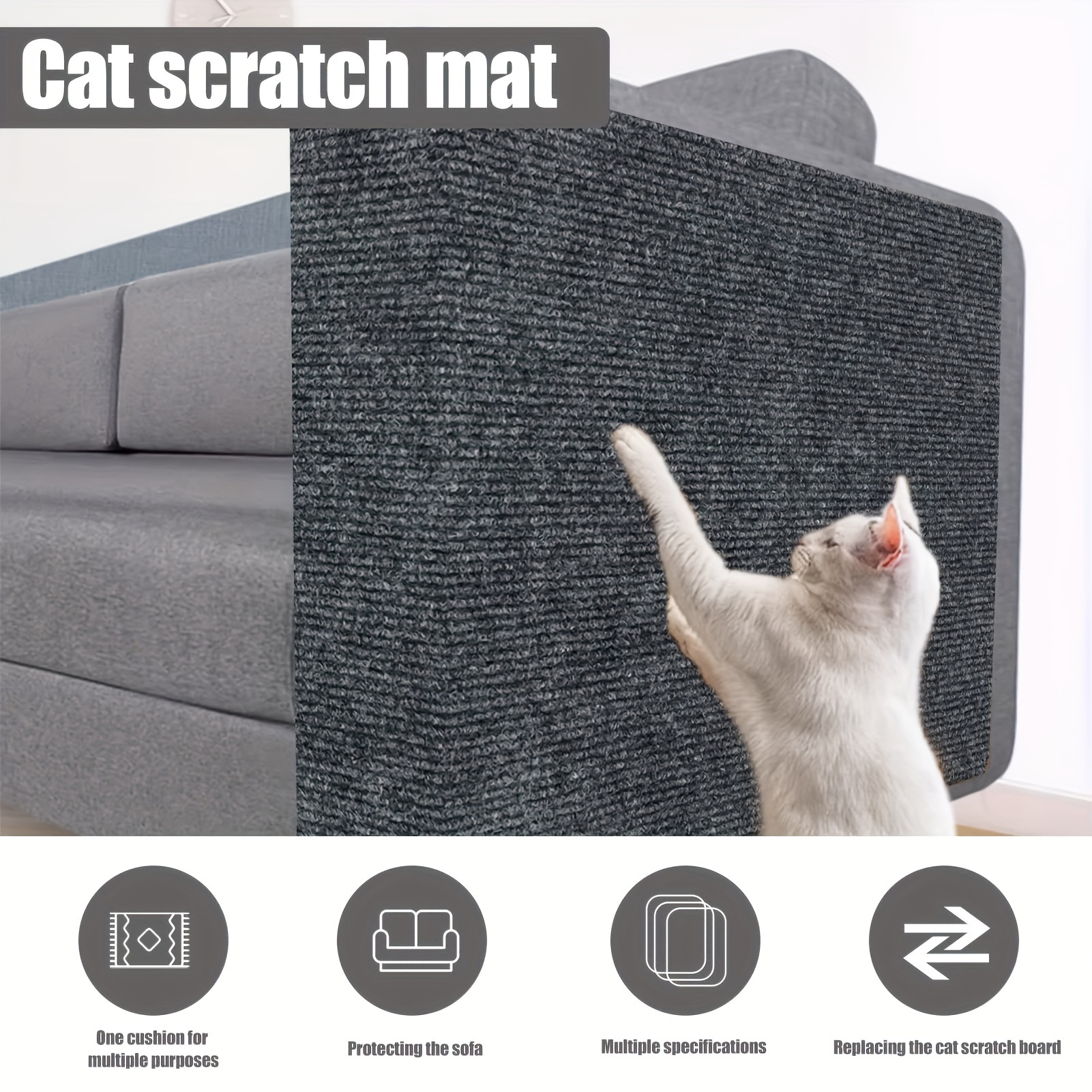 "Eco-Friendly" Self-Adhesive Cat Scratching Mat - Durable Polyester, Wall & Furniture Protector