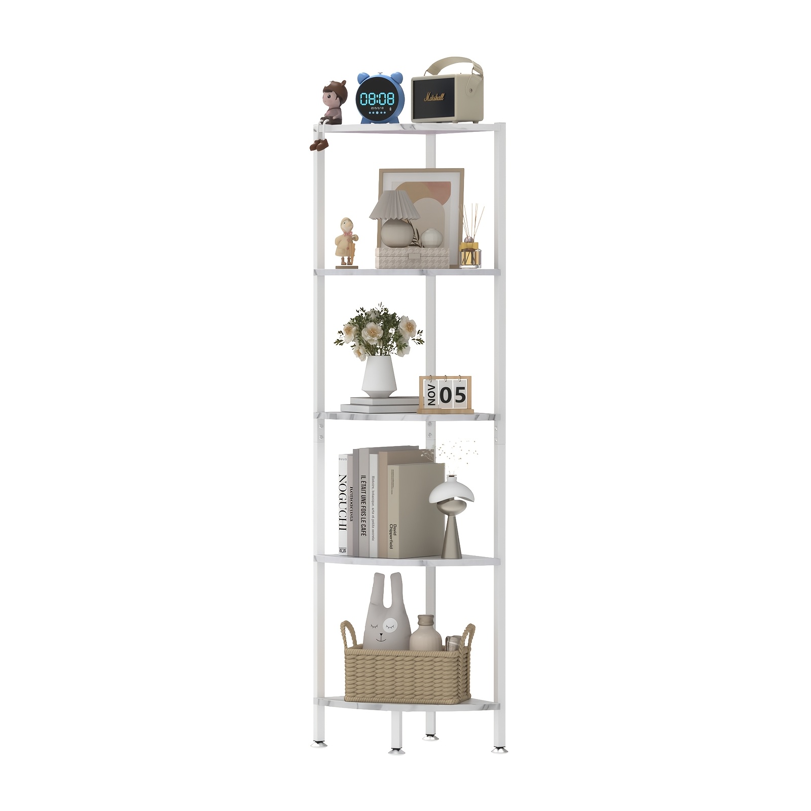 TEMU 6-tier Corner Shelf, Bookshelf, Storage Shelf, Plant Stand, Corner Shelf For Living Room, Bedroom, Kitchen, Office 43x30x172cm