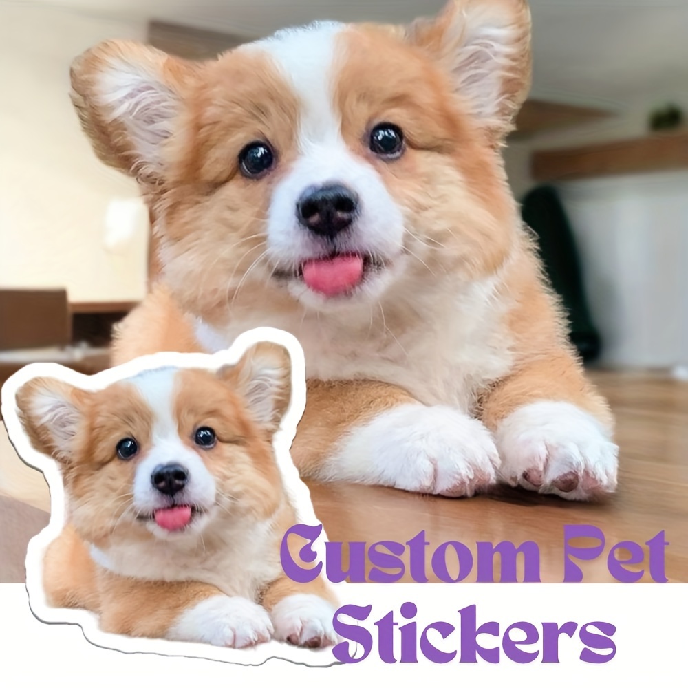 

35pcs Glossy Finish Custom Pet Stickers, Single-use Personalized Animal Portrait Decals, Irregular Shape Paper Material For Laptops, Water Bottles, Phones & More