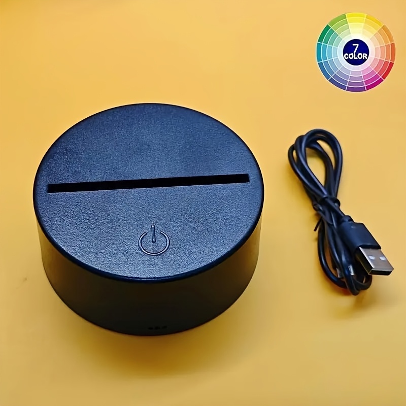 Image of 1 Black Led Night Light Base, Touch-sensitive Ambient Lamp With Multiple Lighting , Made Of Acrylic And Resin Glass, Perfect For Home Decoration, Battery Not Included!!