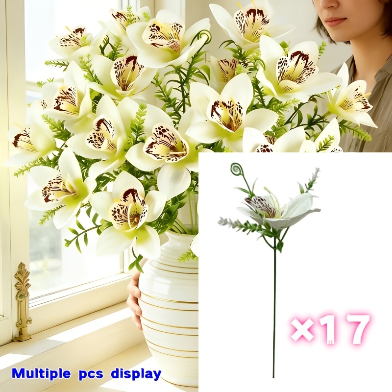 TEMU Simulación Artificial de - Flor Falsa Realista de Largo con Ajustables, Ideal para de San Valentín, , Día de la , Acción de Gracias, Decoración