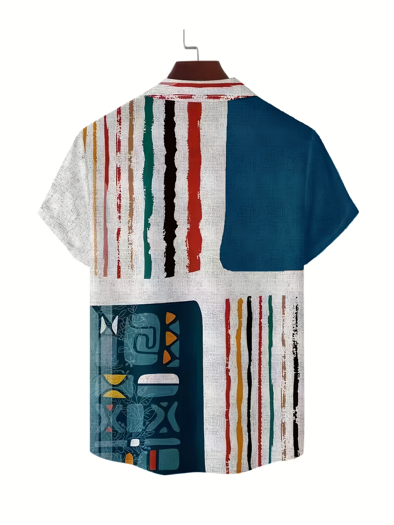 Men'S Vintage Shirt - Featuring a Collared Button Front, Suitable for Both Formal And Casual Occasions. Perfect for Summer Vacations And Casual Outfits - Easy to Care For, Machine Washable, Versatile Piece with Geometric Pattern Design