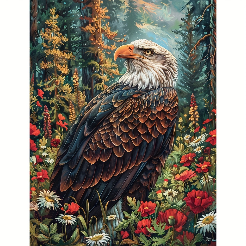 

vibrant Hobby" Eagle In The Garden 5d Diamond Painting Kit, Round Acrylic Gems, Diy Craft & Home Decor, Perfect Family Gift - 11.8x15.7 Inches