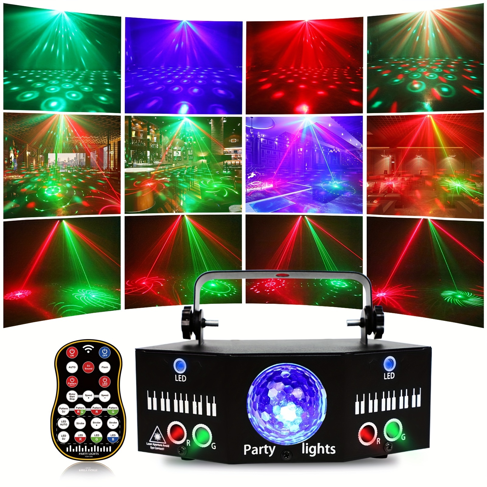 

1pc Led Stage Lights, 3 In 1 Party Lights Ball Lights Led Projector Dj Lights Dmx 512 Sound Activation With Remote Control For Night Club Bar Birthday Home Ramadan St Easter De Day Decoration