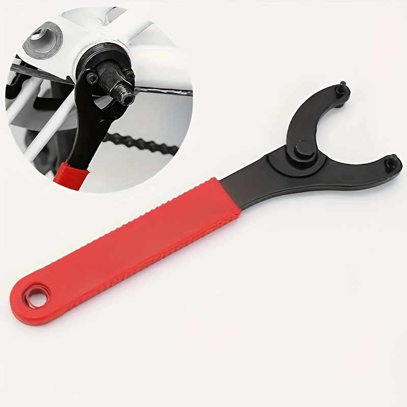 

1pc Adjustable Bicycle Bottom Bracket Wrench, Crankset And Freewheel Repair Spanner, Bike Repair Tool Accessory With Ergonomic Red Handle