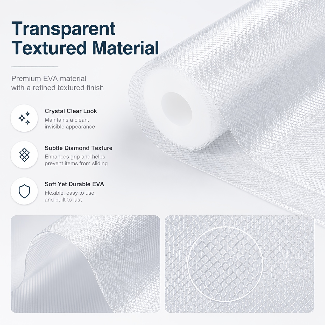 TEMU 1 Roll, 50 X 200cm Premium Eva Shelf Liner, Washable Refrigerator Mat Waterproof And Oil-resistant, Cuttable Drawer Liner For Glass Shelves,