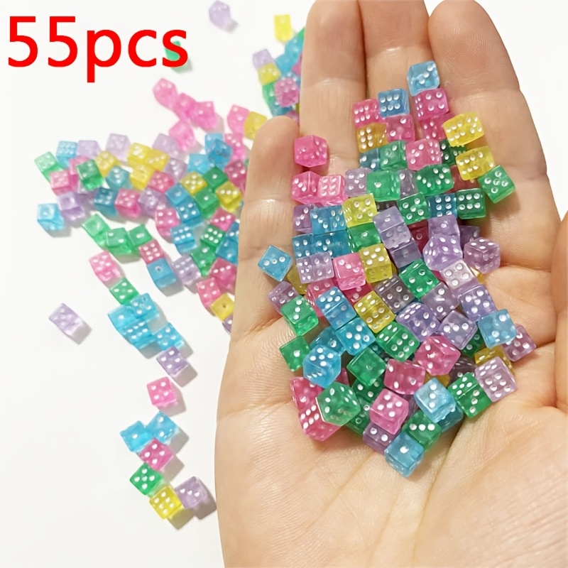 E-shop 55 Stück 5 mm klare transparente Mini-D6 Acryl-Würfelwürfel, entworfen als Ergänzung für Brettspiele