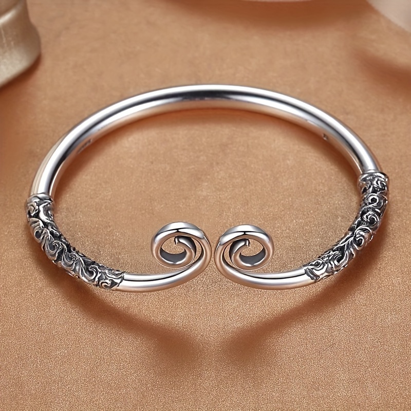 

S999 Silver Bracelet 999 Sterling Silver Bracelet Vintage Solid Open Silver Bracelet 30g 1.05oz