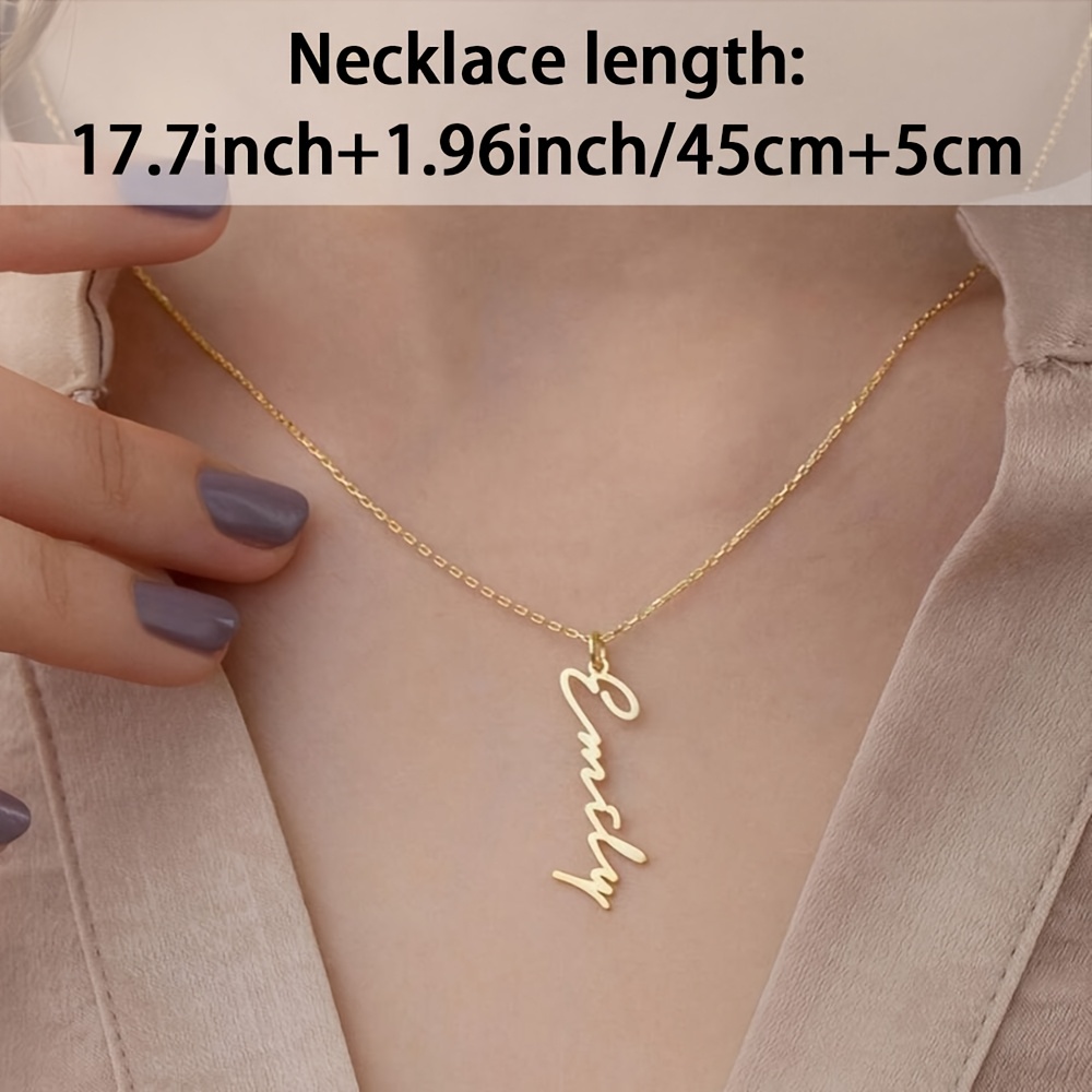 Women's Personalized Vertical Signature Pendant Necklace