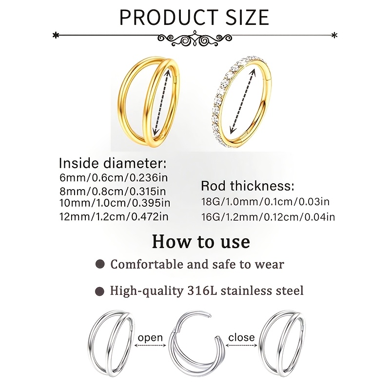 2pcs Surgical Steel & Zirconia Piercing Jewelry Set