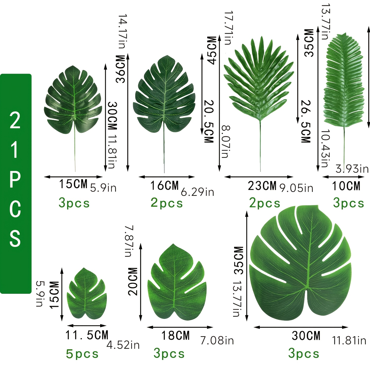 TEMU Tropical Style Artificial Monstera Leaf Set, Palm Leaf Combo, Nordic Style Instagram Green Plant Decor, Birthday Party Wedding Table Decoration,