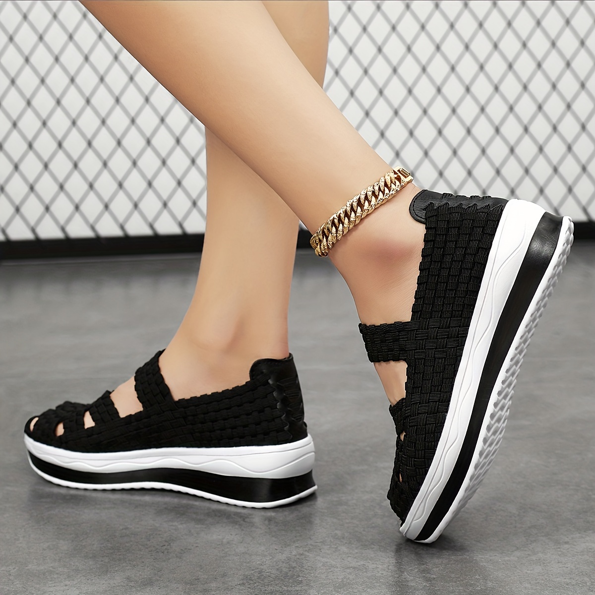 women s handmade solid color sneakers ankle band platform details 5