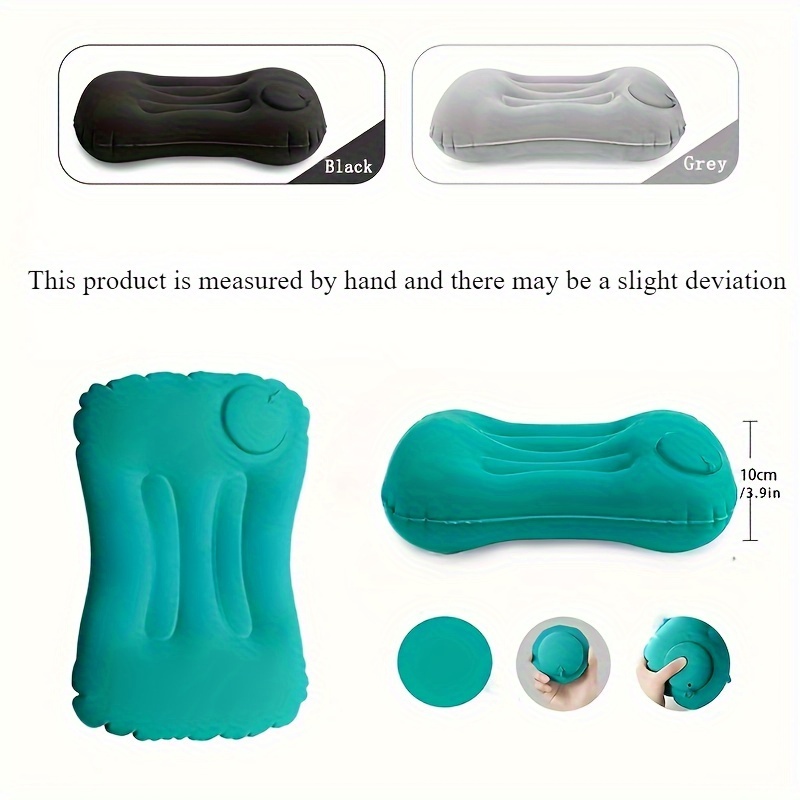 1   functional inflatable travel pillow for comfortable sleep portable foldable press inflation camping driving cushion with soft non textile cover and spot   details 2