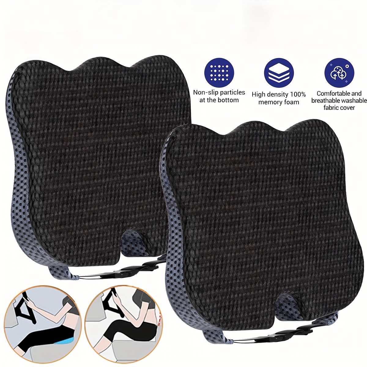 TEMU 2 coussins de siège - Conçus pour les chaises de bureau, les sièges de voiture et les avions, ce coussin en mousse à de est idéal pour qui