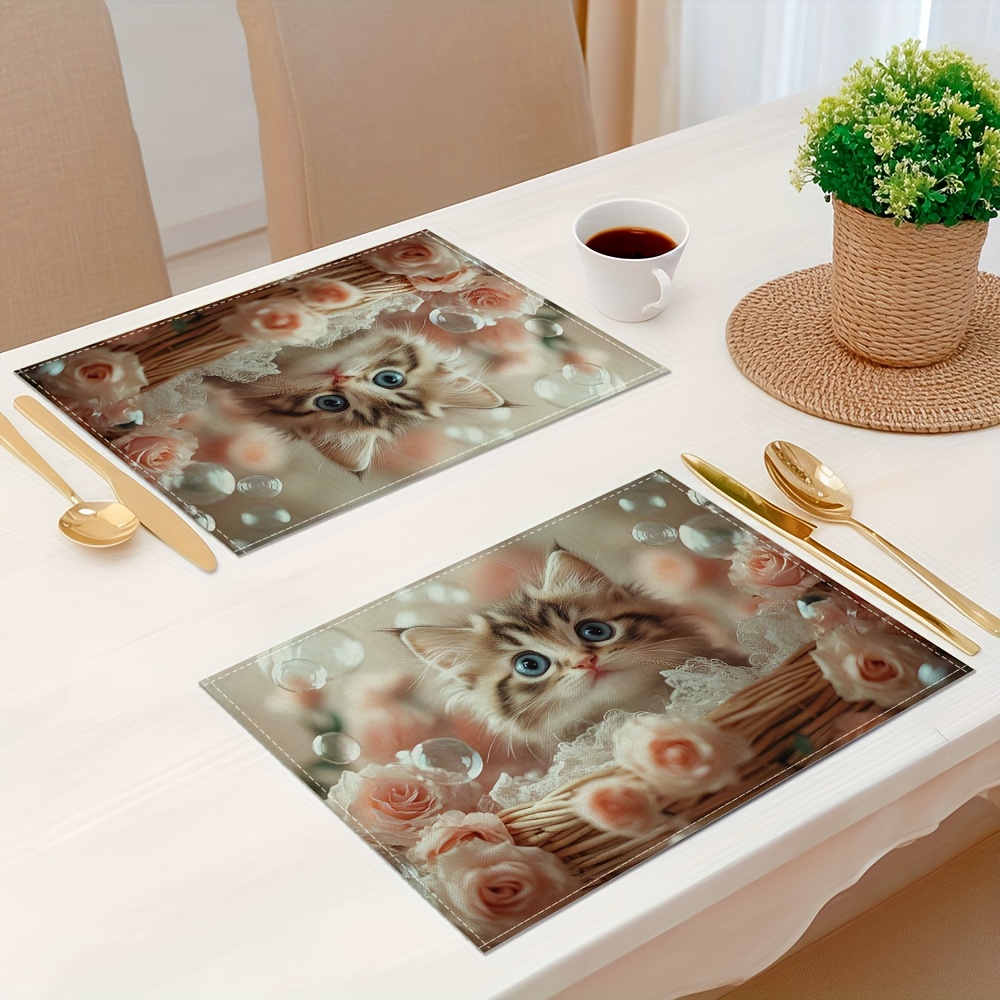 Set van 4 placemats met schattig katten design voor tafel_voghion.com