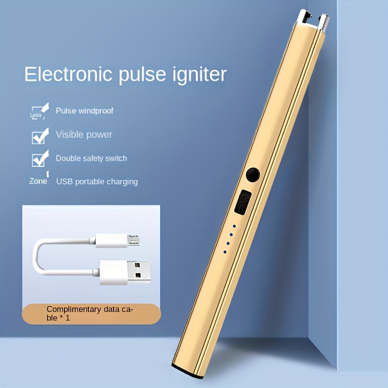 TEMU 1pc Gtyorus Electronic Lighter With Extended Charging & Ignition - Abs Refillable Suitable For Camping, Bbq, Kitchen, Candles, Fireplaces - &