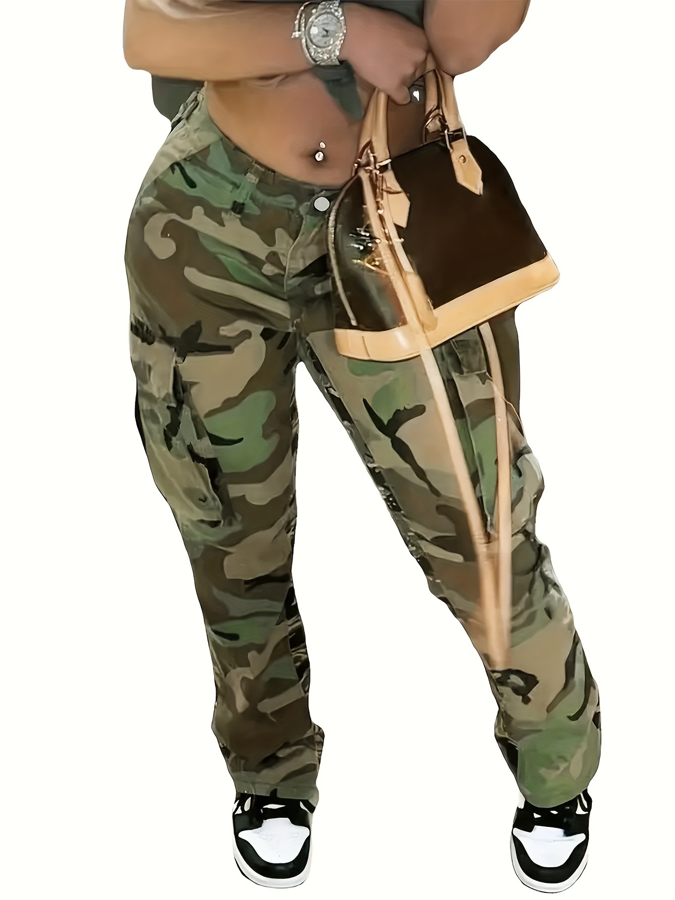 High waisted army fatigue shops pants