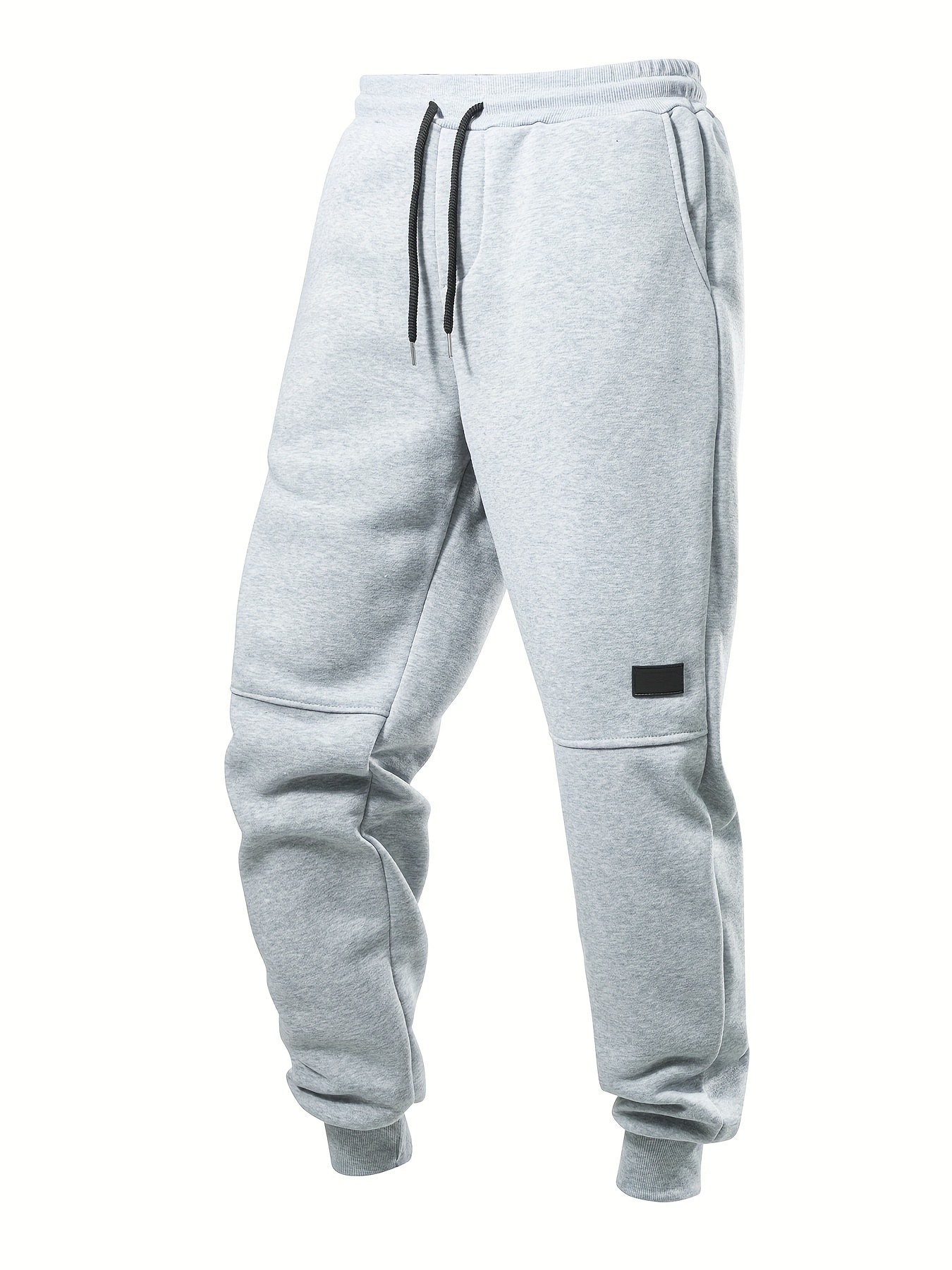 5pcs Men's Fleece Lined Solid Jogger Sweatpants With Drawstring, Casual Warm Sporty Trousers As Gift