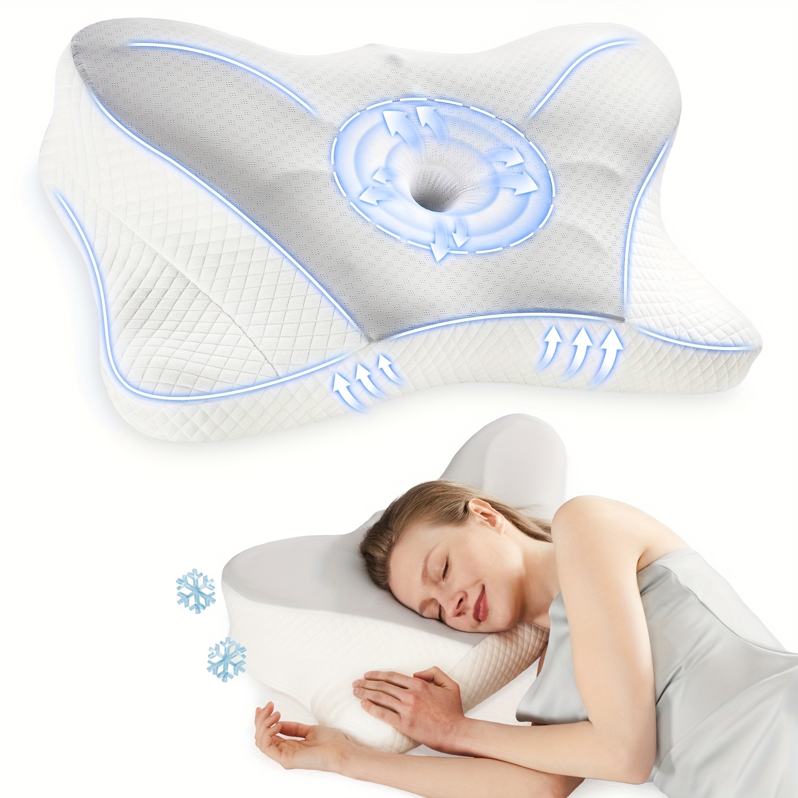 

Ergonomic Contour Neck Pillows- Memory Foam Neck Pillow With Breathable Pillowcase, Cervical Neck Support Pillows For Side, Back And Stomach Sleepers