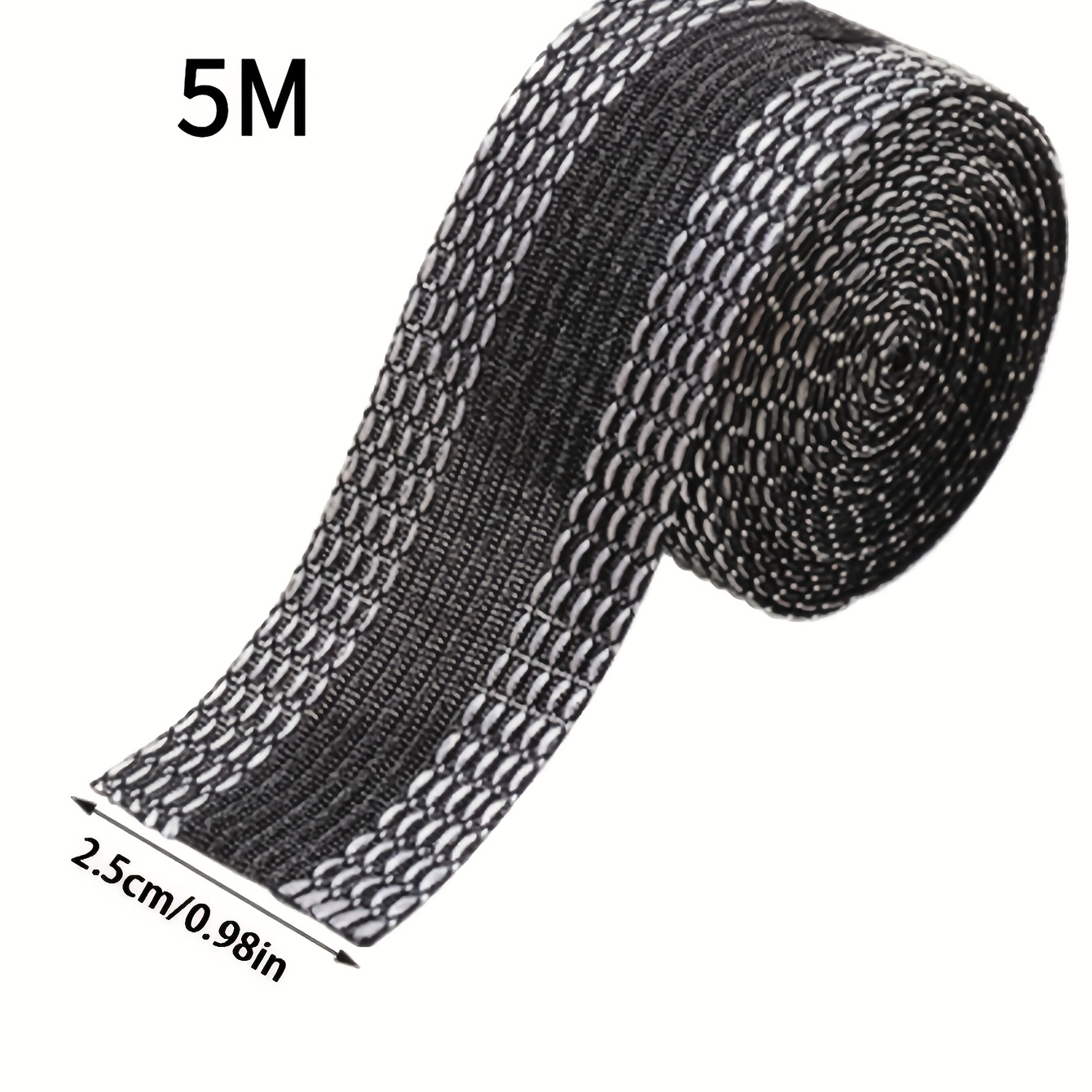 TEMU 1pc Of 5.0 Meters Black Iron-on Hemming Tape - Strong Polyester And Hot Melt Adhesive, Adjustable Length, Suitable For Jeans, Skirts, Bags,