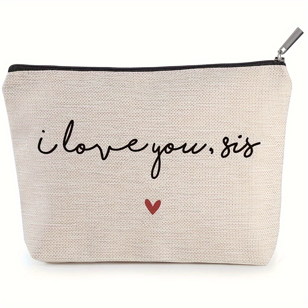 

Trousse de Cosmétique pour sœur - Non parfumé, non étanche, avec message "Je t'aime, sœur" - Étui de voyage polyvalent pour produits de toilette et produits de beauté