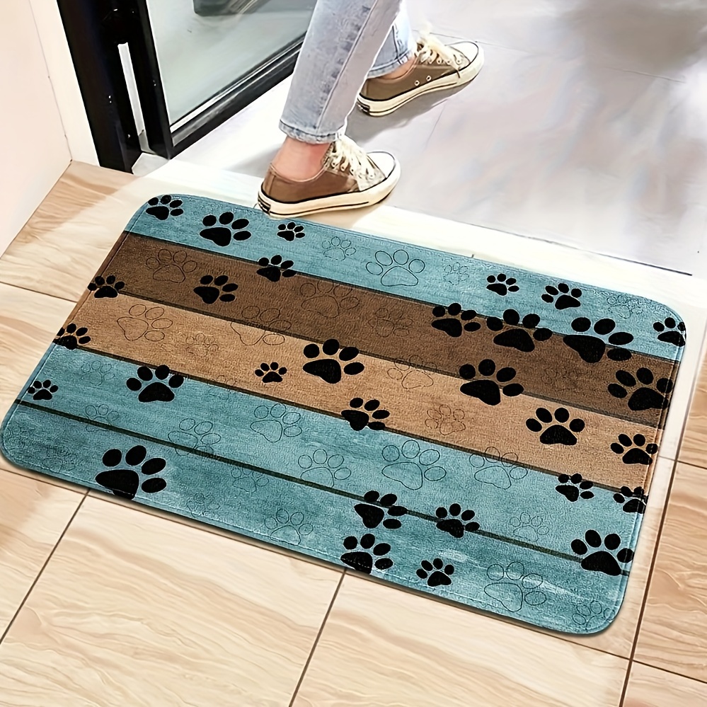 

1pc Footprint Pattern Entrance Door Mat, Absorbent Quick-dry Bathroom Pad, Washable Throw Carpet, Rug For Entryway Bathroom Dining Room Living Room Office Home Spring Decor