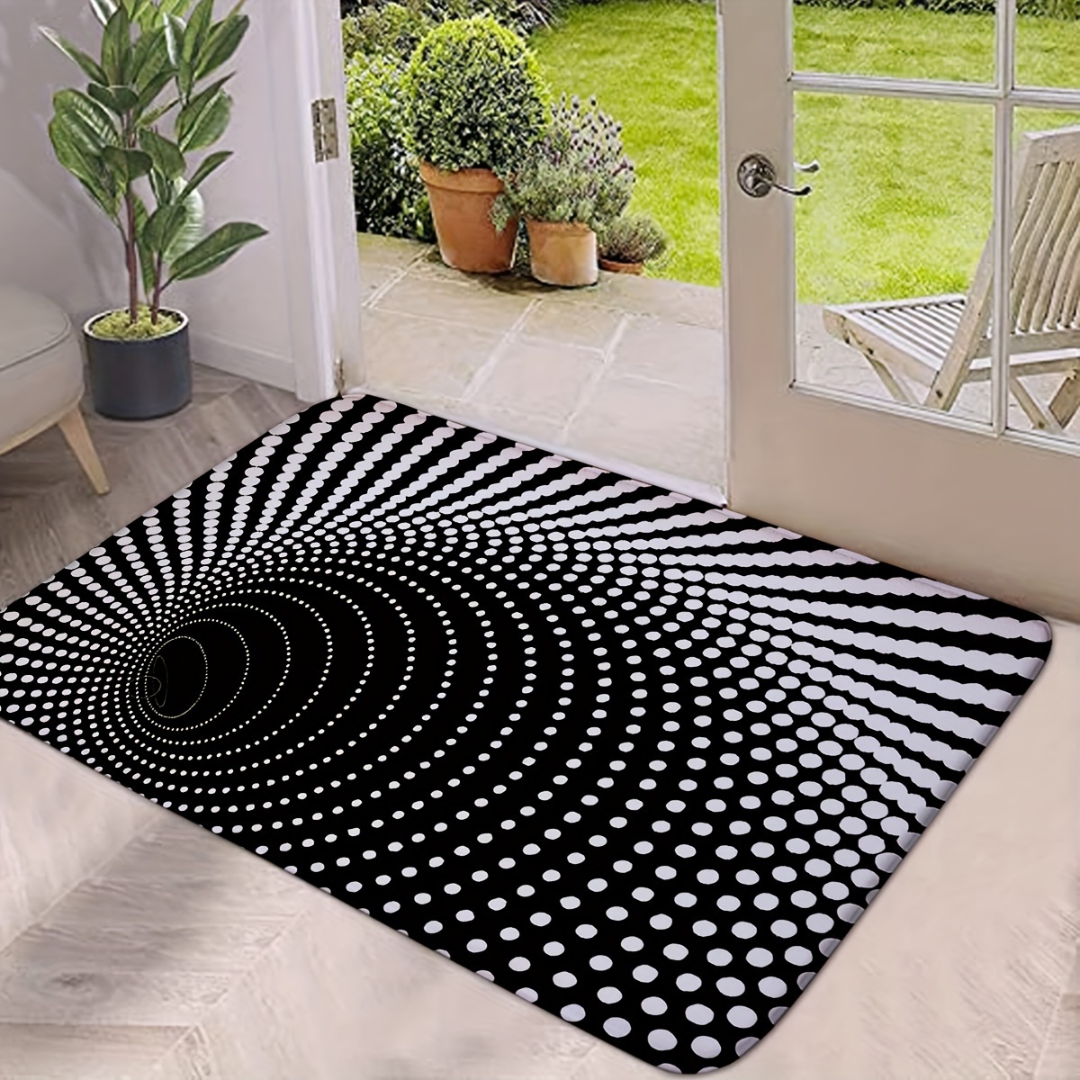 TEMU Modern 3d Swirl Door Mat - Absorbent, Non-slip, Machine Washable Entrance Rug For Home Decor - Perfect For Kitchen, Bathroom, Living Room & More