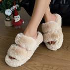 womens plush white indoor slippers soft corduroy upper with cozy fabric lining non slip rubber sole for and casual wear loungewear essentials decorative durable traction footwear
