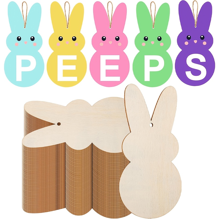 

20pcs Wooden Easter Bunny Cutouts, Unfinished Rabbit Shapes For Diy Crafts, Painting, And Decorations, With For Spring And Easter Party Supplies, Suitable For 14+