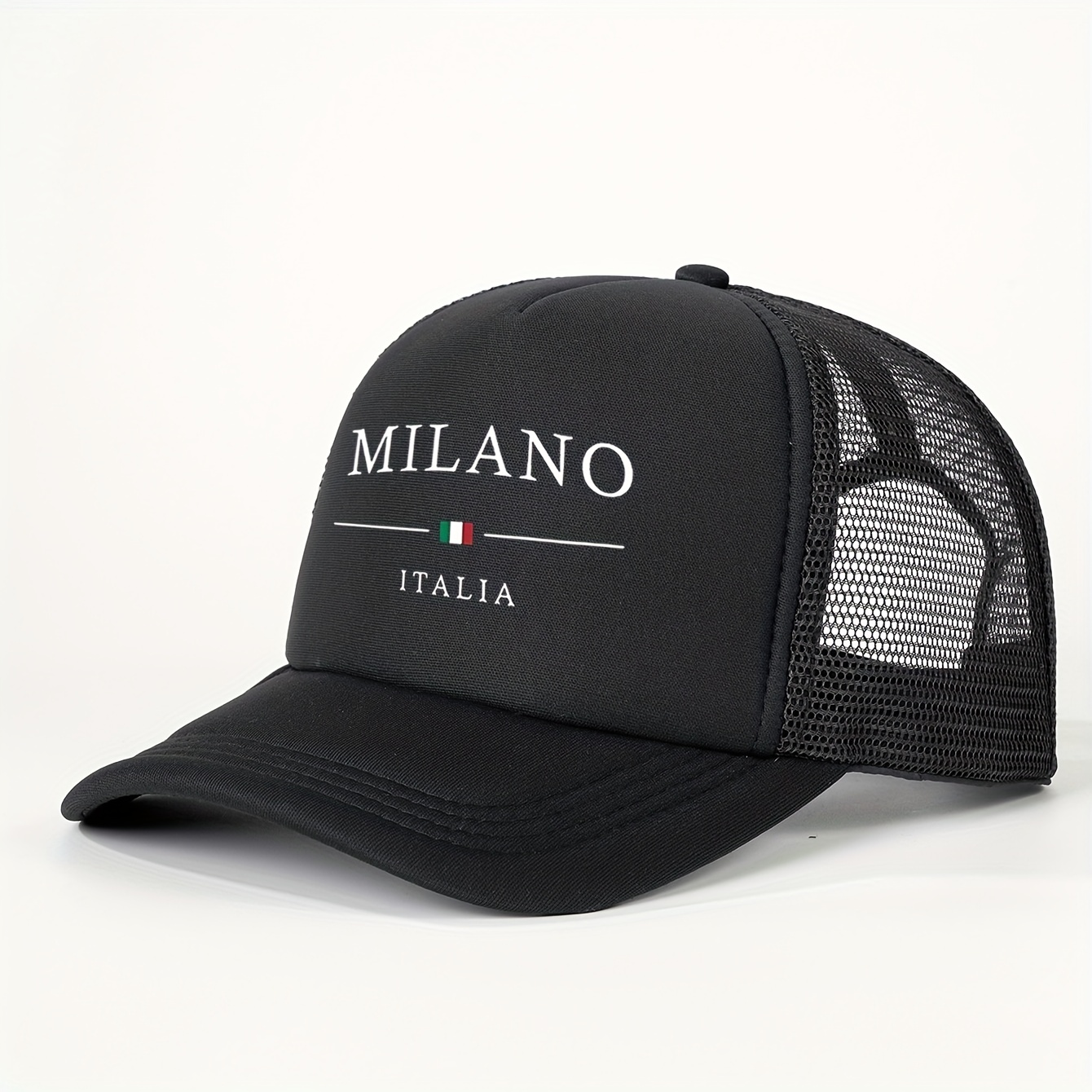 TEMU 1pc Printed Italia Sponge Mesh Cap, Unisex Trucker Hat, Breathable Adjustable Golf Women's Fashion Curved Brim Y2k Couple Style