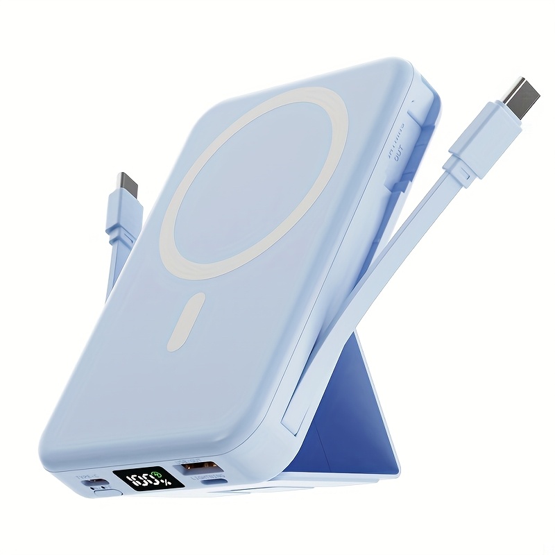 10000mah magnetic fast charging power bank with digital screen built   charging cables usb portable mobile phone power bank can charge 5 devices at   time with bracket compatible with iphone   plus 15 pro 15 pro max ipad