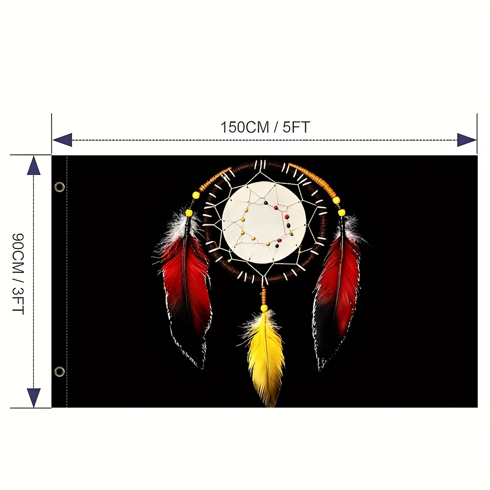 TEMU 1 drapeau imprimé de taille assortie avec un cercle médical et des plumes, idéal pour améliorer et votre cour - un excellent cadeau pour de la
