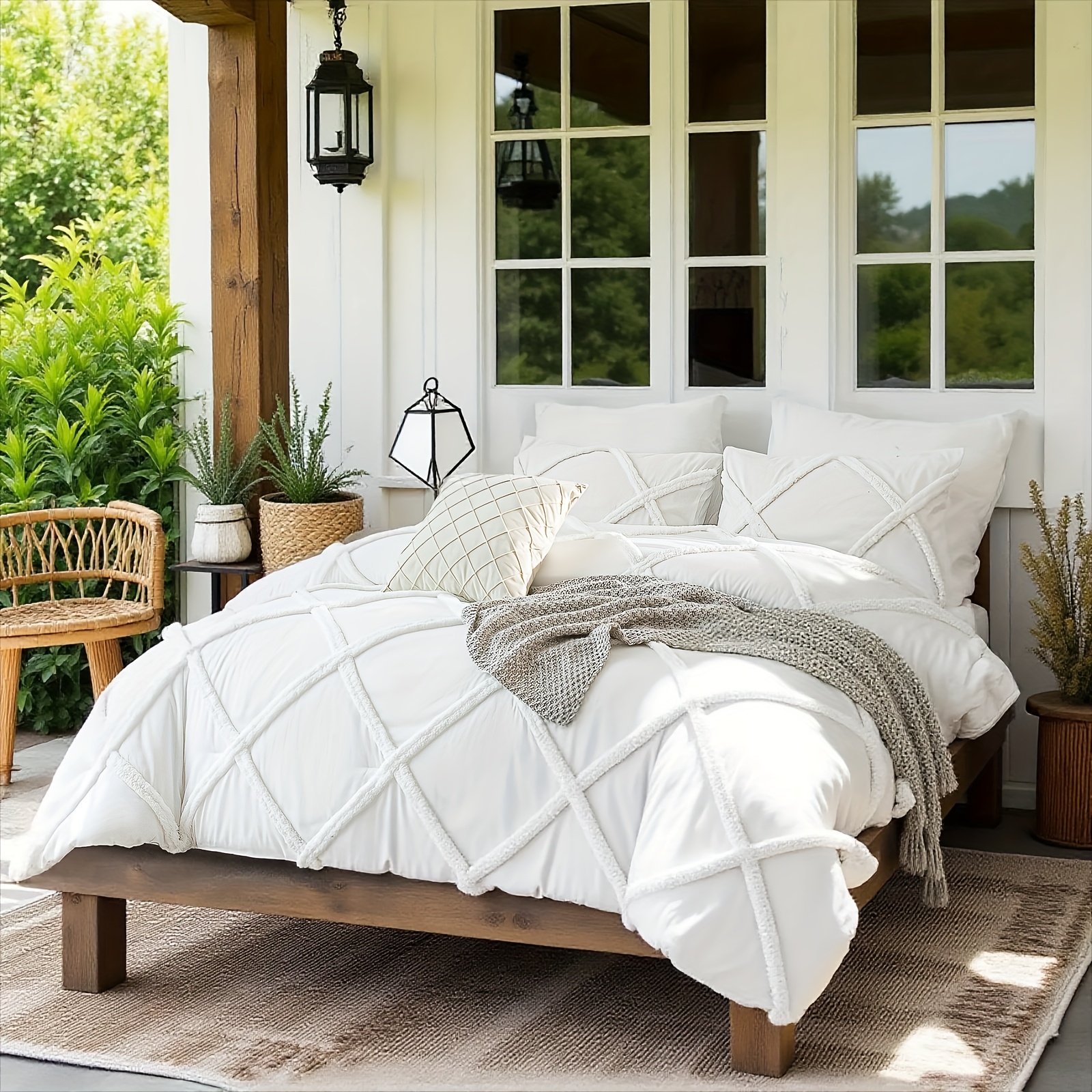 Queen Size Comforter Set - Rainbow Sun Moon Boho Design, Soft Microfiber Bedding (Comforter & 2 Pillowcases)