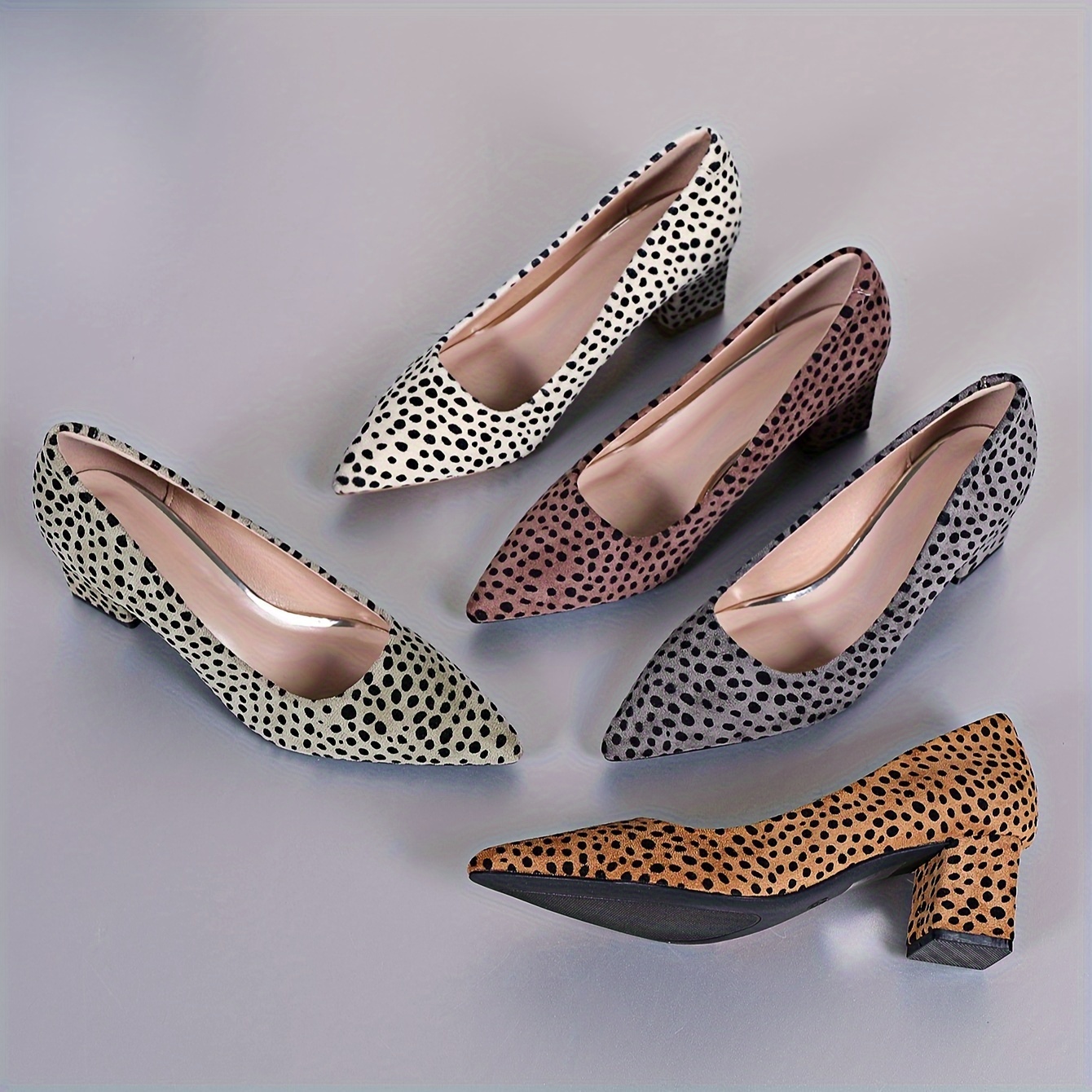 Women's Leopard Print Pumps Pointed Toe Slip Micro Suede - Temu