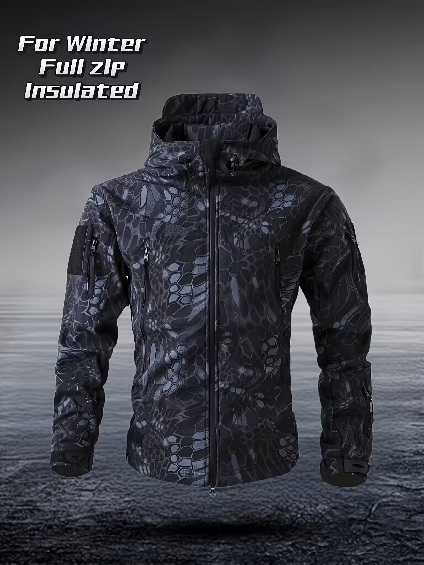 Men's Outdoor Fleece-Lined Softshell Jacket, Windproof & Tear-Resistant