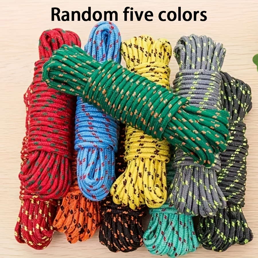 TEMU 5 Multifunctional 5-meter Long Colorful No-drill Clotheslines Made Of Nylon Braided Rope And Pe Rope For Outdoor Drying