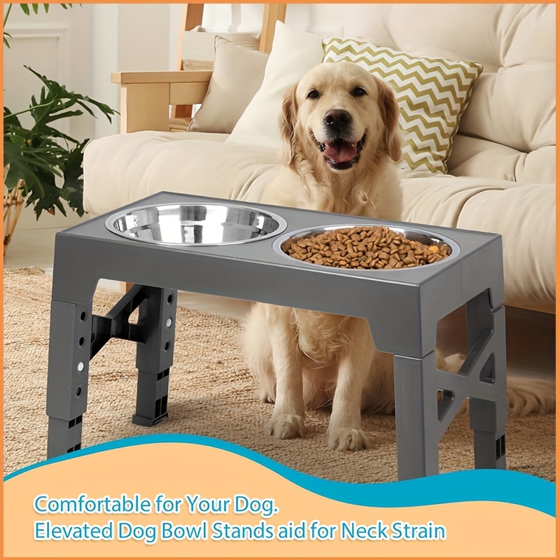 

New Pet Adjustable Elevated Bowl Pet Feeding Bowl Stainless Steel Vertical Anti-choking Dog Bowl For Water And Food Double Bowl Pet Bowl