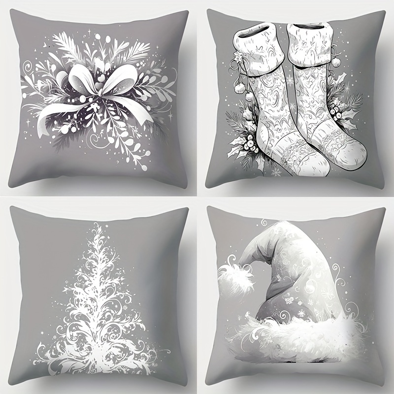 

The Christmas Theme Incorporates Christmas , As Christmas Stockings, Etc. Are Gray And White. The Material Of Soft And Comfortable Fabric With Touch.