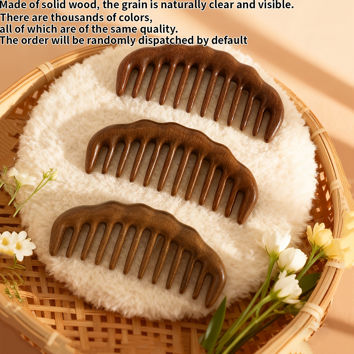 1 Peine de Sándalo | Madera Natural, Diseño de Dientes Anchos para Alisar el Cabello, Portátil para Uso Doméstico