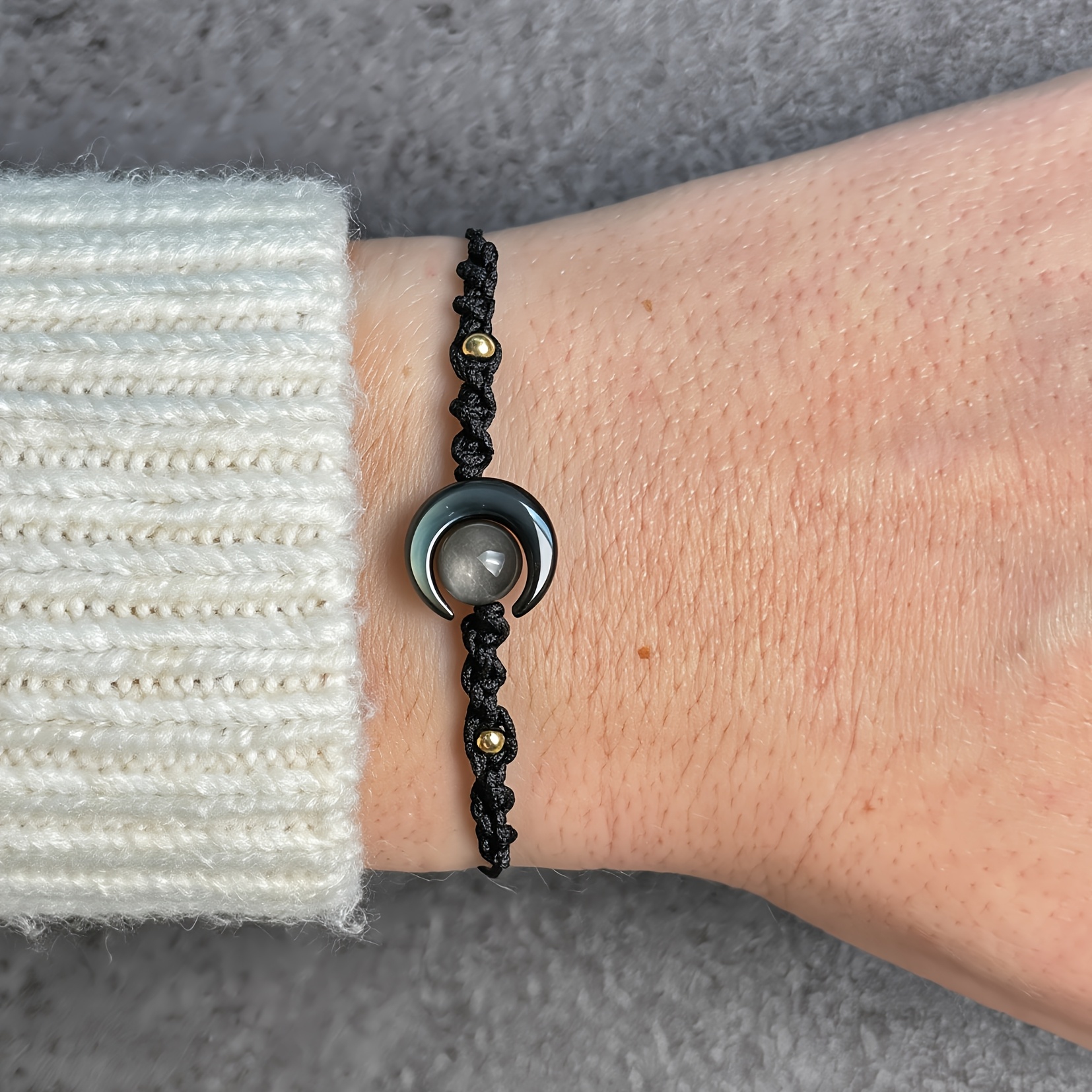 Protection Bracelet, Moon Bracelet, Shining Bracelet, Gift For Women, Adjustable Length, 1pc