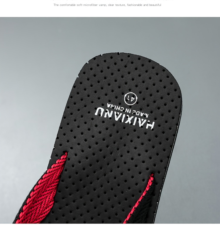 mens casual flip flops non slip eva sole durable fabric upper adjustable strap for outdoor beach summer   with red accents summer footwear adjustable strap sandals eva sole sandals Product details 5