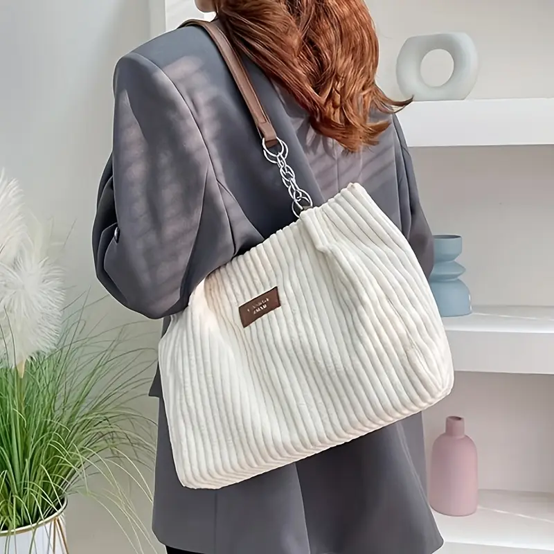 womens elegant convertible crossbody bag with detachable strap corduroy purse zipper closure chain link strap for everyday formal events   in beige green black white by dissefa tech crossbody purse versatile fashion accessory textured finish polyester lining travel accessory stylish handbag durable material detachable strap handbag office women 4