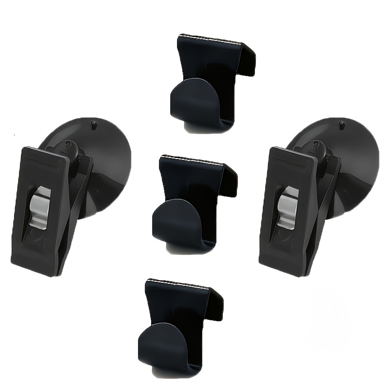 TEMU 5pcs (2 Suction Cup Clips + 3 Hooks), Car Window Towel Clip, Sun Visor Curtain Clip, In-car Ticket Card Holder, Portable Car Suction Cup Clip,