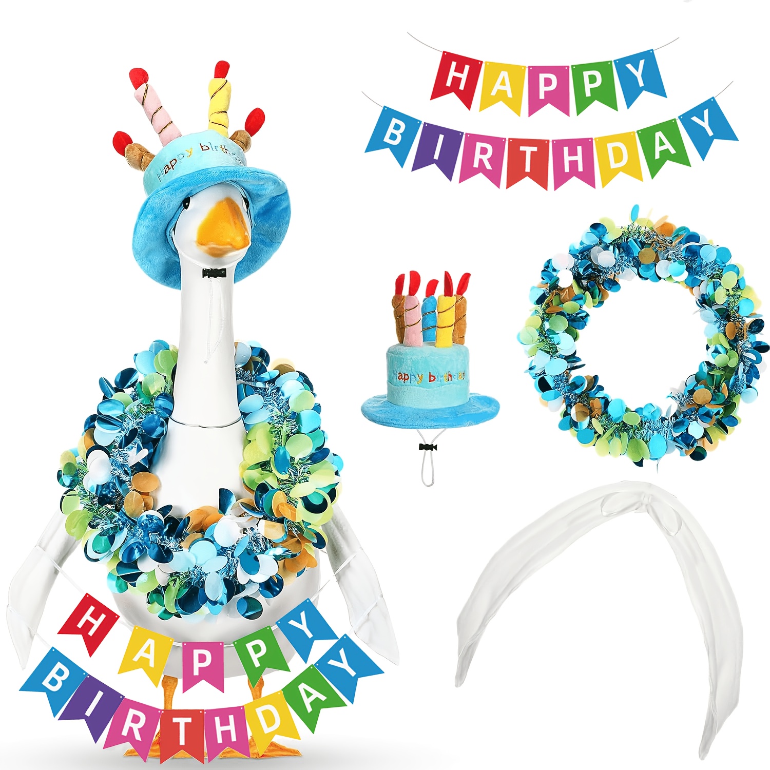 birthday party goose outfit additions happy birthday hat garland and banner for 23 duck statue yard and patio decor