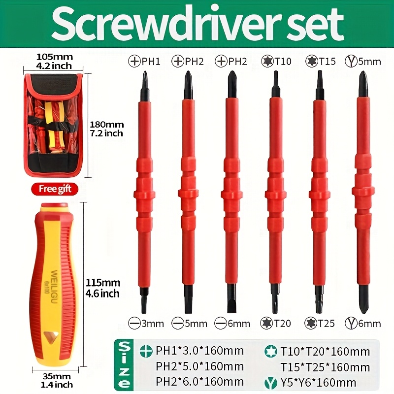 Magnetic Screwdriver Set Electrician Home Use Phillips/slotted/hex/triangular/magnetic Bit Multi-functional Combination Screwdriver Tool Kit