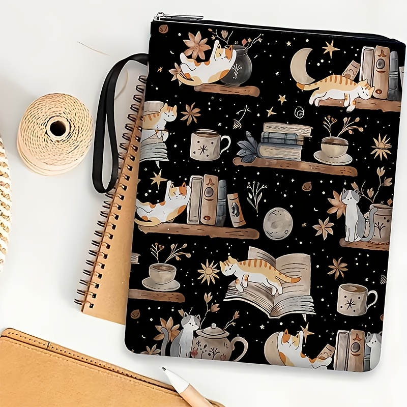 TEMU Funda para libro de gato y estantería con cremallera, protector de libro de bolsillo, cubierta de libro de bolsillo, sobrecubierta, protector de