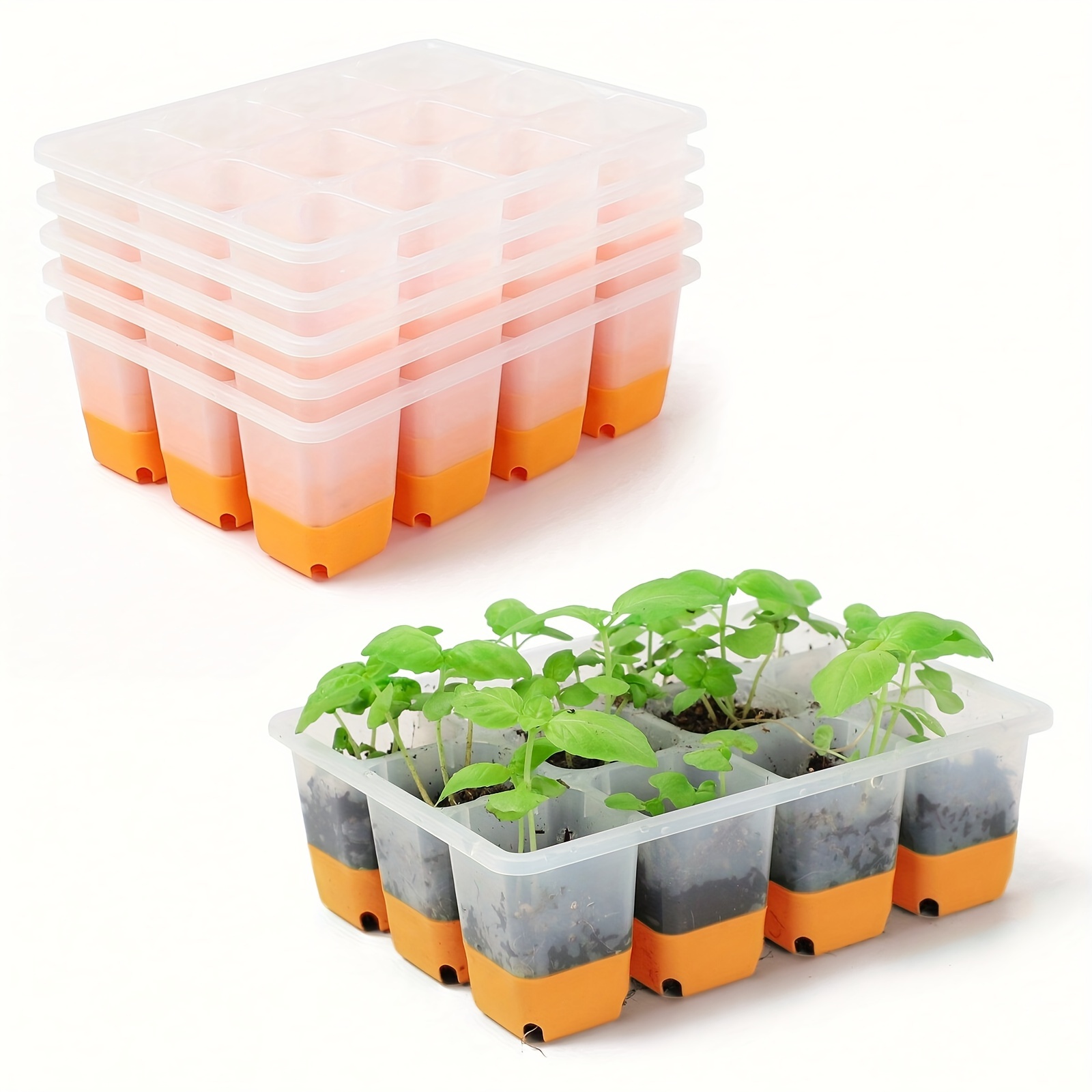 Image of 5pcs/10pcs Seed Entry Tray Reusable Silicone Seedling Seed Entry Kit (120 Cell Trays In Total) Seed Entry Tray Plant Entry Kit And Basic Mini Greenhouse Germination Kit For Seed Growth Entry
