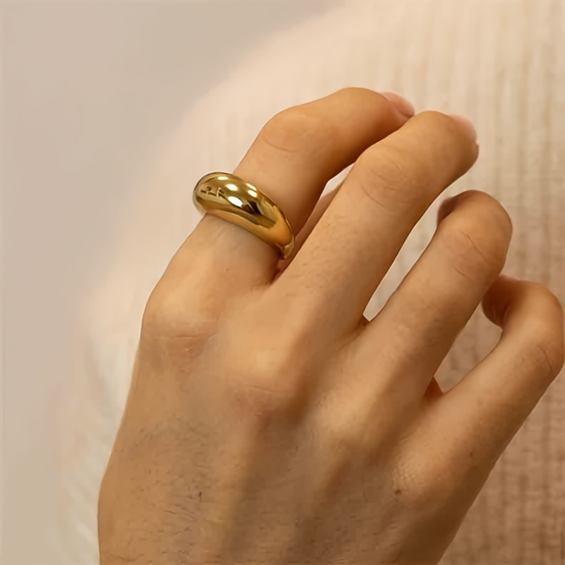Stainless Steel Wide Band Ring for Women Minimalist Statement Ring