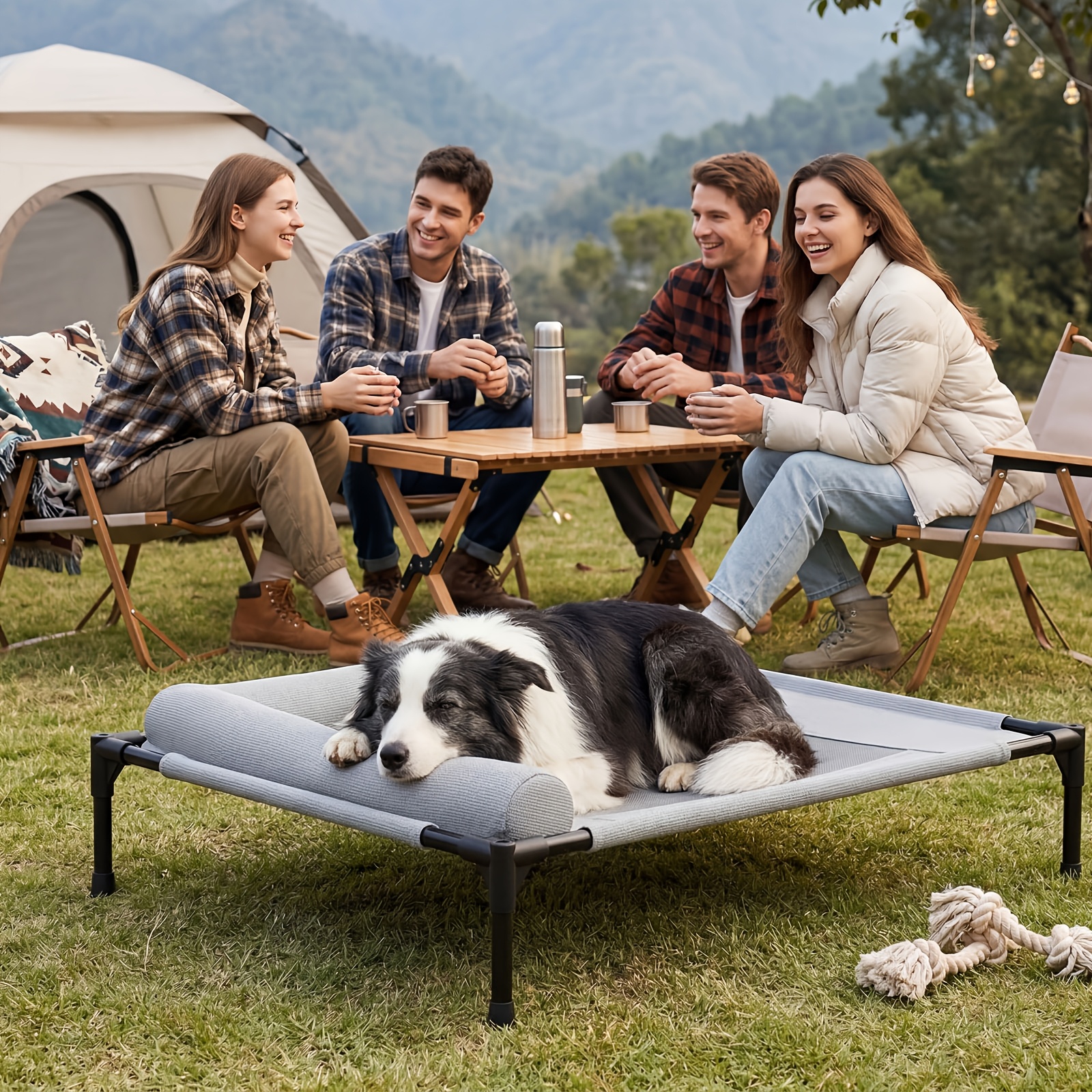 TEMU Panier pour animaux de compagnie, surface en respirante grise, tailles moyennes et grandes disponibles, cadre en acier épaissi robuste et ,