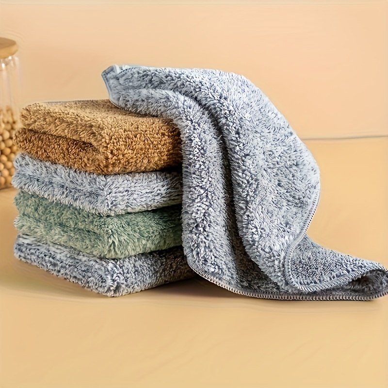 

5/10pcs, Scouring Pad, Bamboo Charcoal Rags, Microfiber Cleaning Cloth, Solid Color Dish Towels, Lining Hand Towel, Face Towel, Suitable For Kitchen Bathroom, Cleaning Supplies